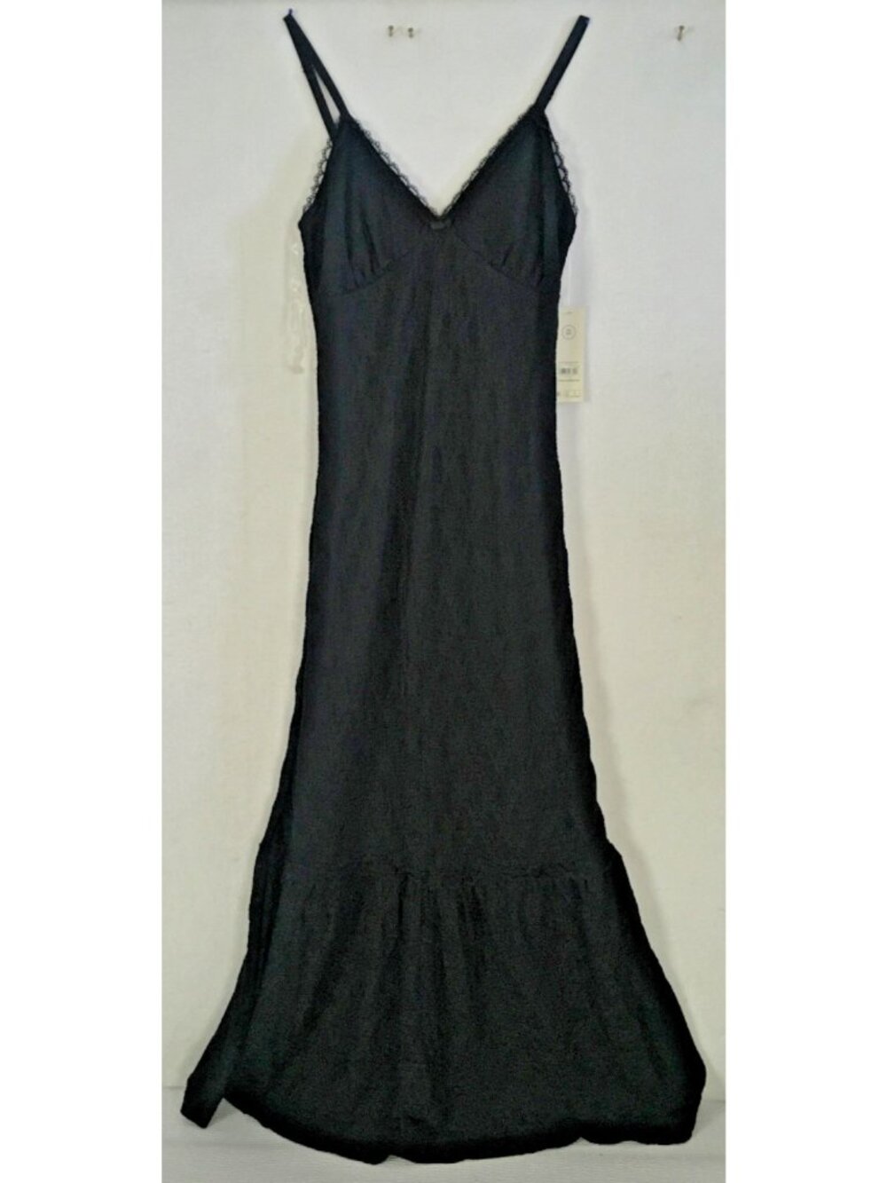 No Boundaries Dress Size XXS Black Sleeveless Lace Trim Full Length New w Tags
